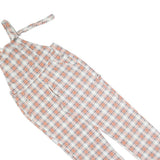 LMV Womens Cream & Orange Check Cotton Blend Dungarees Slim S W30 L30