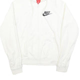 NIKE Mens White Lightweight Zip Jacket S Polyester Hooded Plain Casual Sports