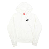 NIKE Mens White Lightweight Zip Jacket S Polyester Hooded Plain Casual Sports