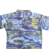 PINEAPPLE CONNECTION Mens Blue & Yellow Tropical Print Shirt L Short Sleeve