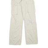 BERSHKA Womens Cotton Blend Relaxed Cargo Trousers Beige W25 L32 Casual Utility