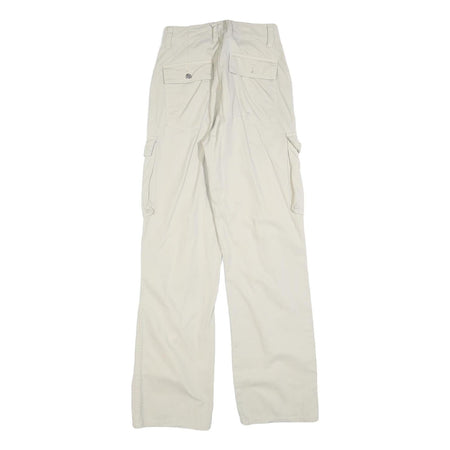 BERSHKA Womens Cotton Blend Relaxed Cargo Trousers Beige W25 L32 Casual Utility