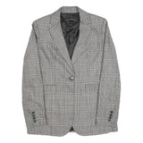 ZARA BASIC Womens Grey Check Blazer Jacket S Woven Classic Button Closure
