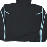 ADIDAS Womens Black & Light Blue Track Jacket XL Polyester Blend Zip Hooded