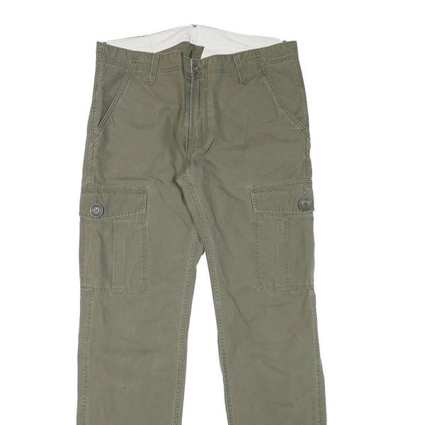 LEVI'S Mens Cotton Blend Green Regular Straight Trousers W33 L32 Casual Zip