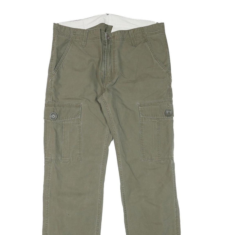 LEVI'S Mens Cotton Blend Green Regular Straight Trousers W33 L32 Casual Zip
