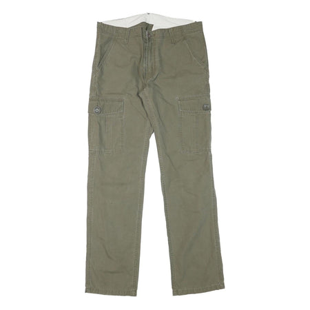 LEVI'S Mens Cotton Blend Green Regular Straight Trousers W33 L32 Casual Zip