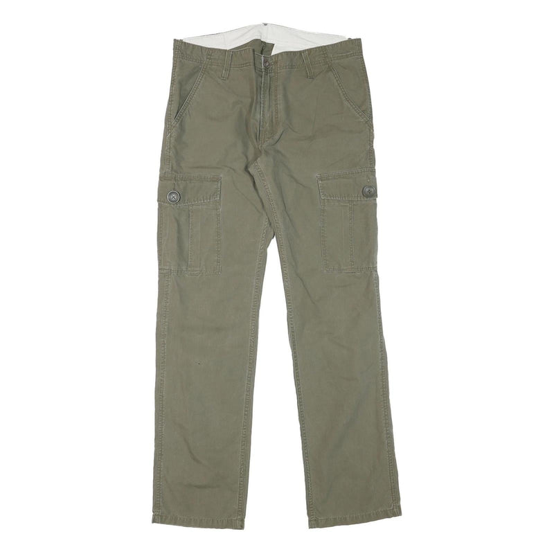LEVI'S Mens Cotton Blend Green Regular Straight Trousers W33 L32 Casual Zip
