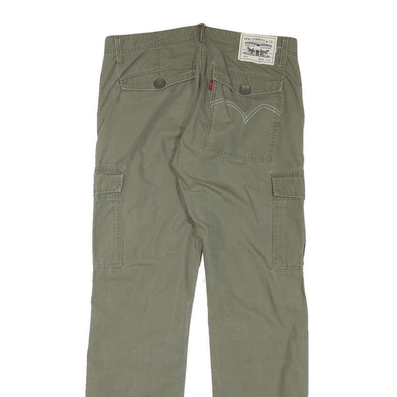 LEVI'S Mens Cotton Blend Green Regular Straight Trousers W33 L32 Casual Zip