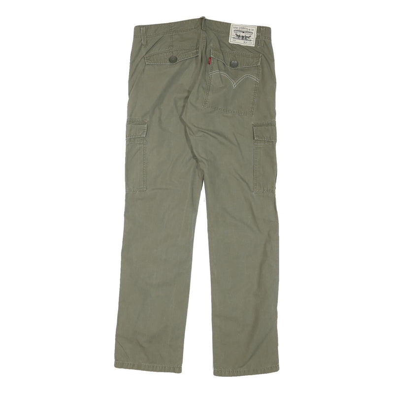 LEVI'S Mens Cotton Blend Green Regular Straight Trousers W33 L32 Casual Zip