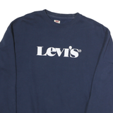 LEVI'S Mens Navy Blue Sweatshirt Crew Neck S Cotton Logo Pullover Comfortable