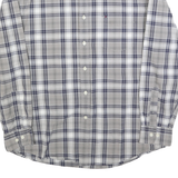 TOMMY HILFIGER Mens Beige & Blue Classic Fit L Plaid Cotton Blend Shirt Long