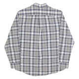 TOMMY HILFIGER Mens Beige & Blue Classic Fit L Plaid Cotton Blend Shirt Long