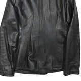 JOI Womens Black Leather Jacket M Button Classic Plain Stylish Outerwear