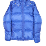 ADIDAS Womens Blue Puffer Jacket UK 10 Polyester Blend Zip Hooded Plain Casual