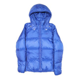 ADIDAS Womens Blue Puffer Jacket UK 10 Polyester Blend Zip Hooded Plain Casual