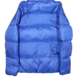 ADIDAS Womens Blue Puffer Jacket UK 10 Polyester Blend Zip Hooded Plain Casual