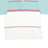 PAOLO CONILI Mens White & Green Striped Short Sleeve Polo Shirt L Cotton Blend