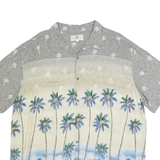 ISLAND SHORES Mens Grey & Cream Palm Trees Rayon Shirt 2XL Hawaiian Holiday