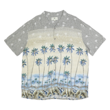 ISLAND SHORES Mens Grey & Cream Palm Trees Rayon Shirt 2XL Hawaiian Holiday