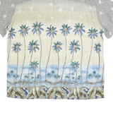 ISLAND SHORES Mens Grey & Cream Palm Trees Rayon Shirt 2XL Hawaiian Holiday