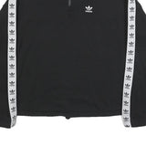 ADIDAS Womens Black & White Logo Tape 1/4 Zip Sweatshirt UK 10 Sportswear