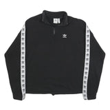 ADIDAS Womens Black & White Logo Tape 1/4 Zip Sweatshirt UK 10 Sportswear