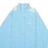 ADIDAS Womens Blue Sports Track Jacket UK 14 Polyester Zip Athletic Fit