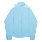 ADIDAS Womens Blue Sports Track Jacket UK 14 Polyester Zip Athletic Fit