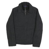 TOMMY HILFIGER Mens Black Wool Blend Jacket S Zip Up Classic Outerwear
