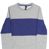 ADIDAS Womens Grey & Blue Crew Neck L Sweatshirt Cotton Blend Casual Sportswear