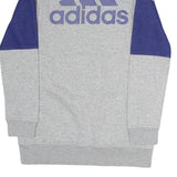 ADIDAS Womens Grey & Blue Crew Neck L Sweatshirt Cotton Blend Casual Sportswear
