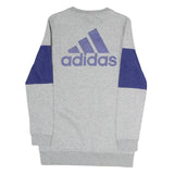 ADIDAS Womens Grey & Blue Crew Neck L Sweatshirt Cotton Blend Casual Sportswear
