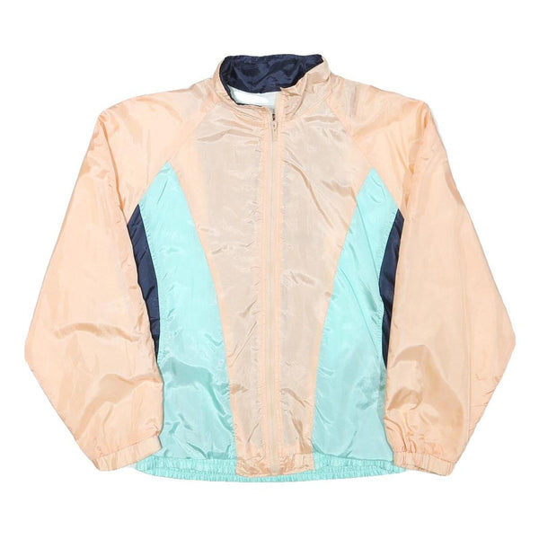 FREE LOOK Womens Peach & Aqua Colourblock Zip Up Jacket M Polyester Blend Casual