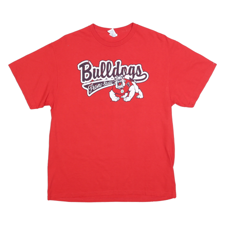 DELTA Mens Red Bulldogs Fresno State Graphic T-Shirt L Short Sleeve Crew Neck