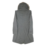 DIESEL Womens Grey Cotton Blend Jacket M Plain Zip Hooded Stylish Winter Wear