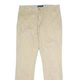 TOMMY HILFIGER Mens Slim Beige Cotton Blend Slim Trousers W32 L32 Casual Work