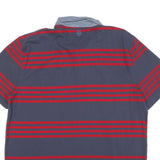 TOMMY HILFIGER Mens Blue & Red Striped Short Sleeve Polo Shirt XL Cotton Blend