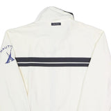 NAUTICA Mens White & Navy Striped Zip Cotton Blend Jacket L Casual Classic