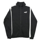 PUMA Mens Black & White Cotton Blend Track Jacket L Zip Casual Sportwear