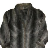 Womens Black Faux Fur Button Jacket L Polyester Blend Soft Plush Outerwear