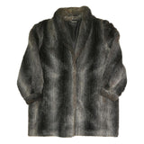 Womens Black Faux Fur Button Jacket L Polyester Blend Soft Plush Outerwear