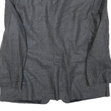 Mens Grey Wool Blend Classic Jacket L Woven Button Closure Formal Smart