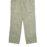 Mens Cotton Blend Beige Regular Straight Leg Trousers W31 L33 Casual Utility Zip