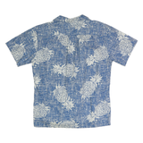PALM WAVE HAWAII Mens Blue & White Pineapple Print Hawaiian Shirt L Cotton