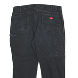 DICKIES Mens Jeans Black Relaxed Straight Denim W40 L27 Workwear Zip Pocket