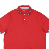 TOMMY HILFIGER Mens Red Short Sleeve Polo Shirt XL Classic Cotton Blend