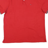 TOMMY HILFIGER Mens Red Short Sleeve Polo Shirt XL Classic Cotton Blend