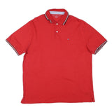 TOMMY HILFIGER Mens Red Short Sleeve Polo Shirt XL Classic Cotton Blend