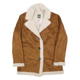 WILD FABLE Womens Brown & Cream Faux Shearling Button Jacket S Polyester Sherpa